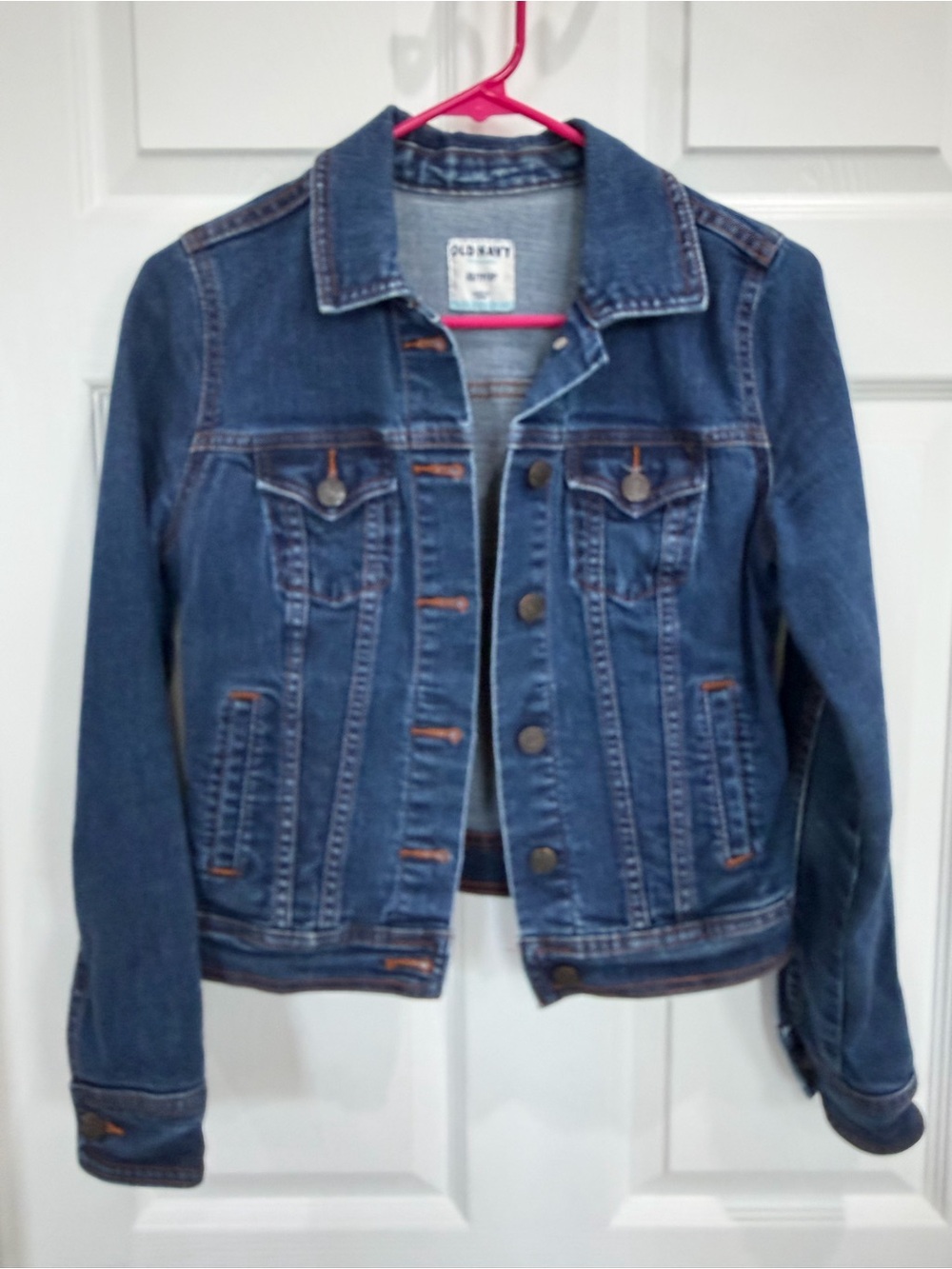 Old Navy Women’s XS Medium Wash Denim Jean Trucker Jacket Classic Fitted